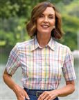 Riley Checked Short Sleeve Cotton Blouse